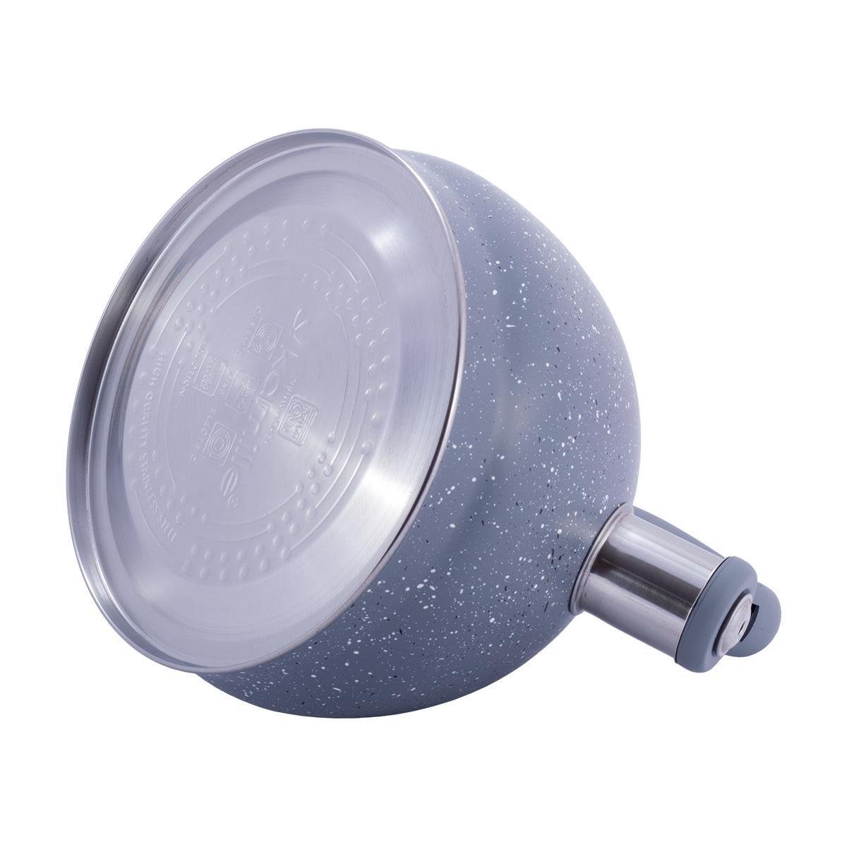 Чайник зі свистком та нейлоновою ручкою Kamille KM-1072 з нержавіючої сталі 2 л Сірий мармур (150-84-1072.1) - фото 3 Чайник зі свистком та нейлоновою ручкою Kamille KM-1072 з нержавіючої сталі 2 л Сірий мармур (150-84-1072.1) - фото 3