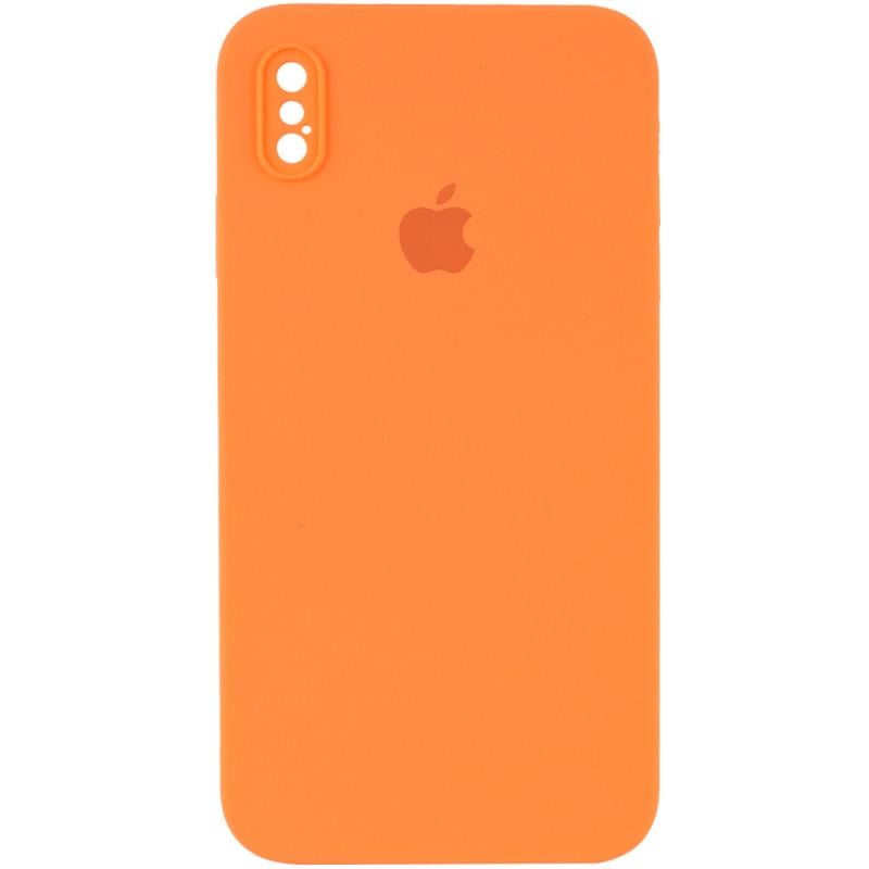 Протиударний чохол Silicone Case Square Full Camera Protective (AA) для Apple iPhone XS Max (6.5") Помаранчевий / Papaya
