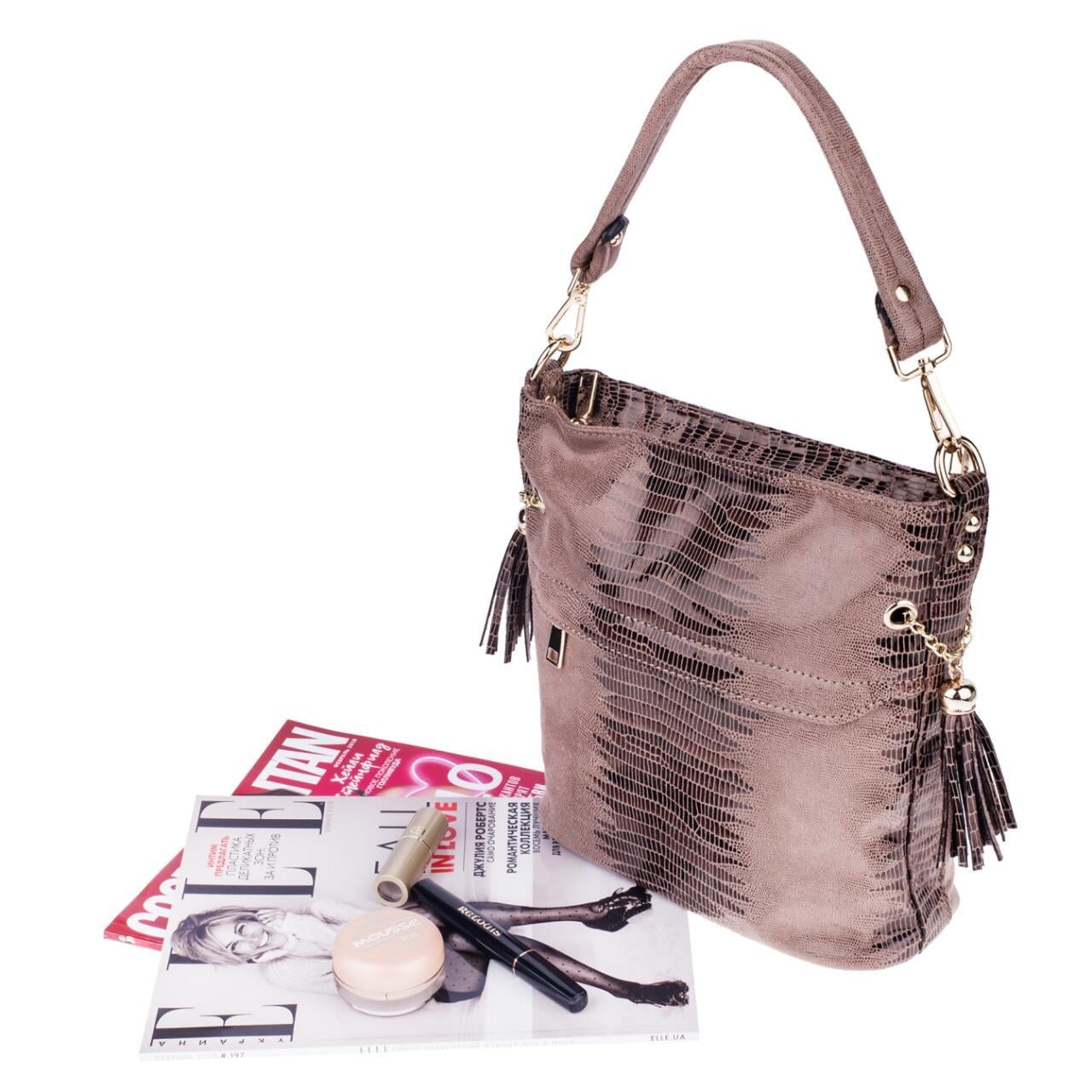 Женская сумка на плечо Realer P111 кожа PU 27х25х4,5 см Khaki (32709295)