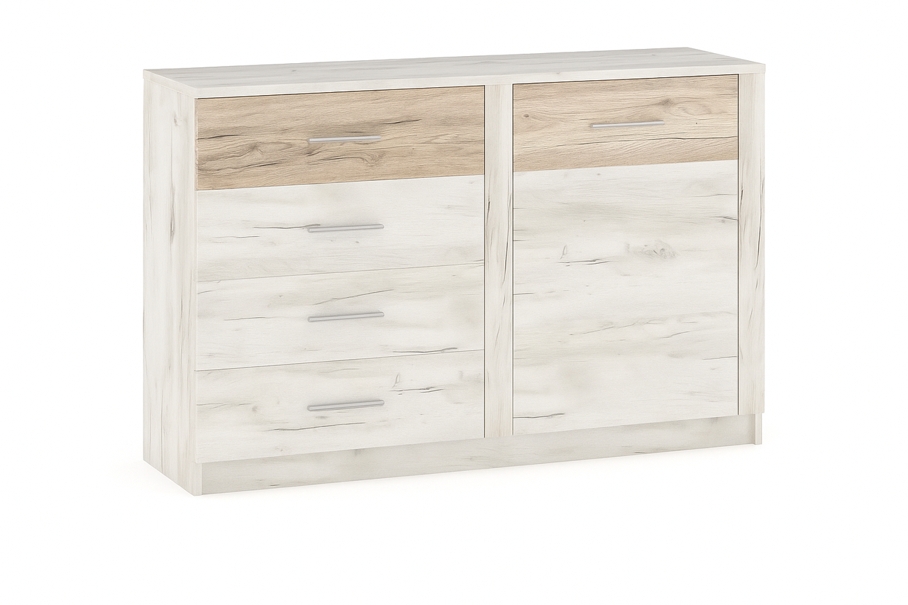Комод Mebel Service Ким 1Д4Ш 1378 137,8х40,1х91,2 см Дуб кари белый/Сан-рено (2740537825)
