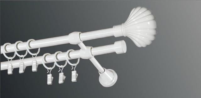 Карниз для шторы Plastidea Ракушка металлический двойной с прищепками D 16/16 мм 140 см Белый