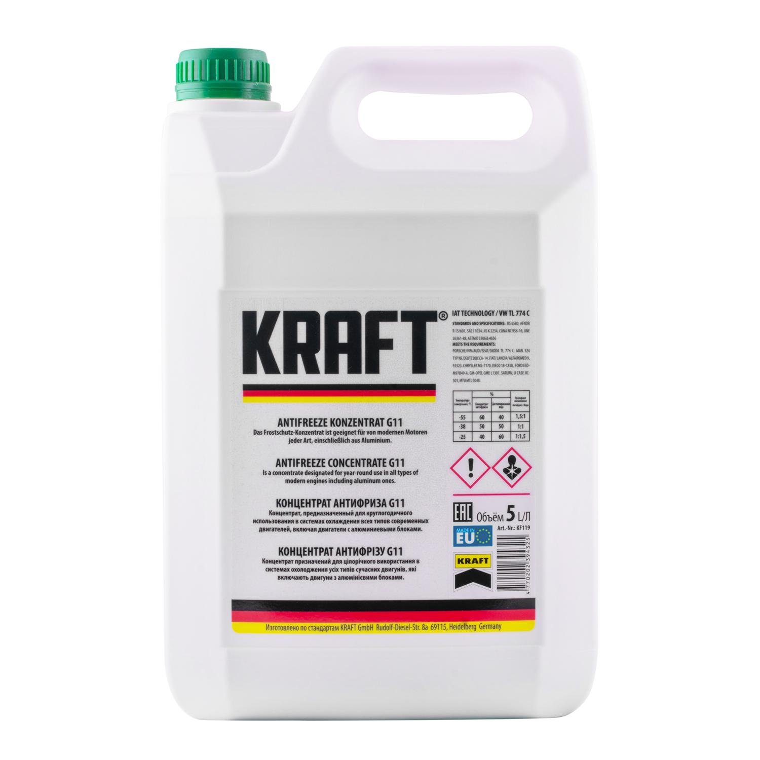 Антифриз концентрат KRAFT KF119 5 кг Зелений