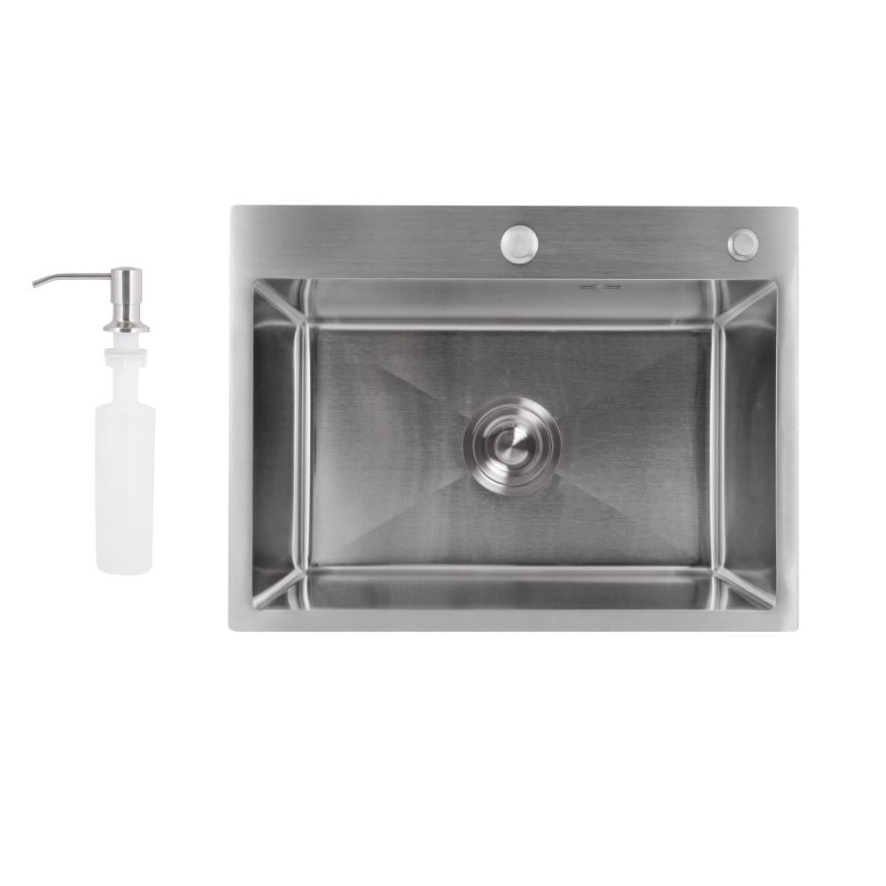 Мойка кухонная Lidz Handmade H5843 Brushed Steel толщина стали 3,0/1,0 мм 580х430 мм