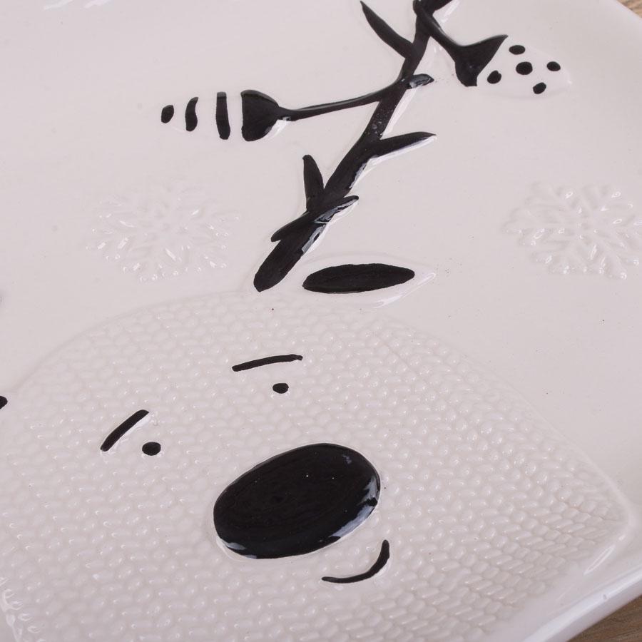 Тарілка керамічна квадратна мордочка оленя 30 см (2275) - фото 2