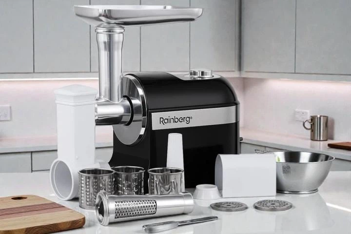 Мясорубка электрическая Rainberg RB-2270 3800 Вт с реверсом и насадками Черный (PH00373)