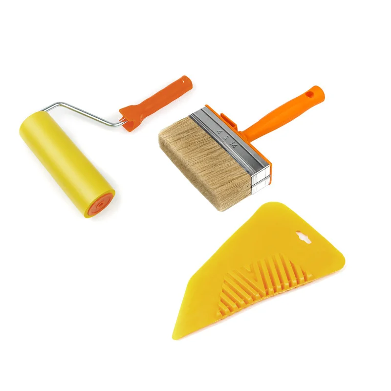 Набір для шпалер Polax притискний валик 180 мм шпатель шпалерний і кисть макловиця для клею (335-49)