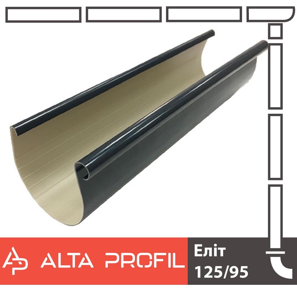 Желоб водосточный Alta Profil 125 система 3 м Графитовый (18114314) - фото 3