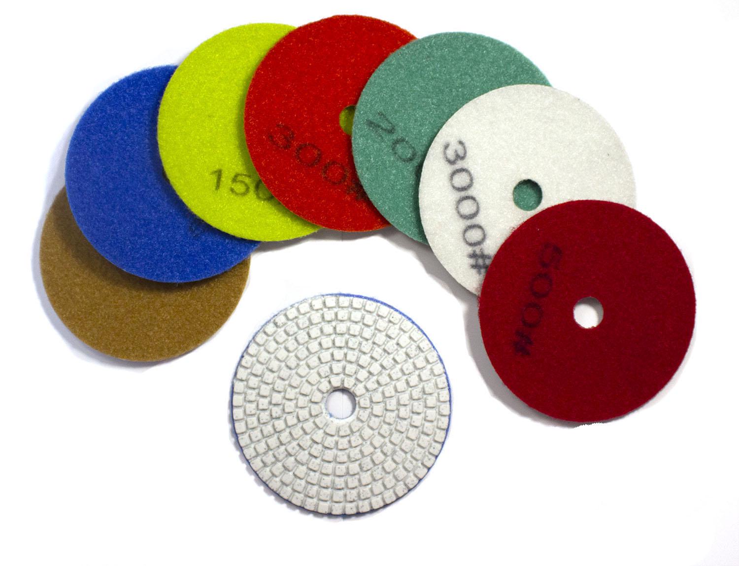 Набор алмазных гибких шлифовальных кругов Ракушек 7 шт. D-100 мм Набор алмазных гибких шлифовальных кругов Ракушек 7 шт. D-100 мм