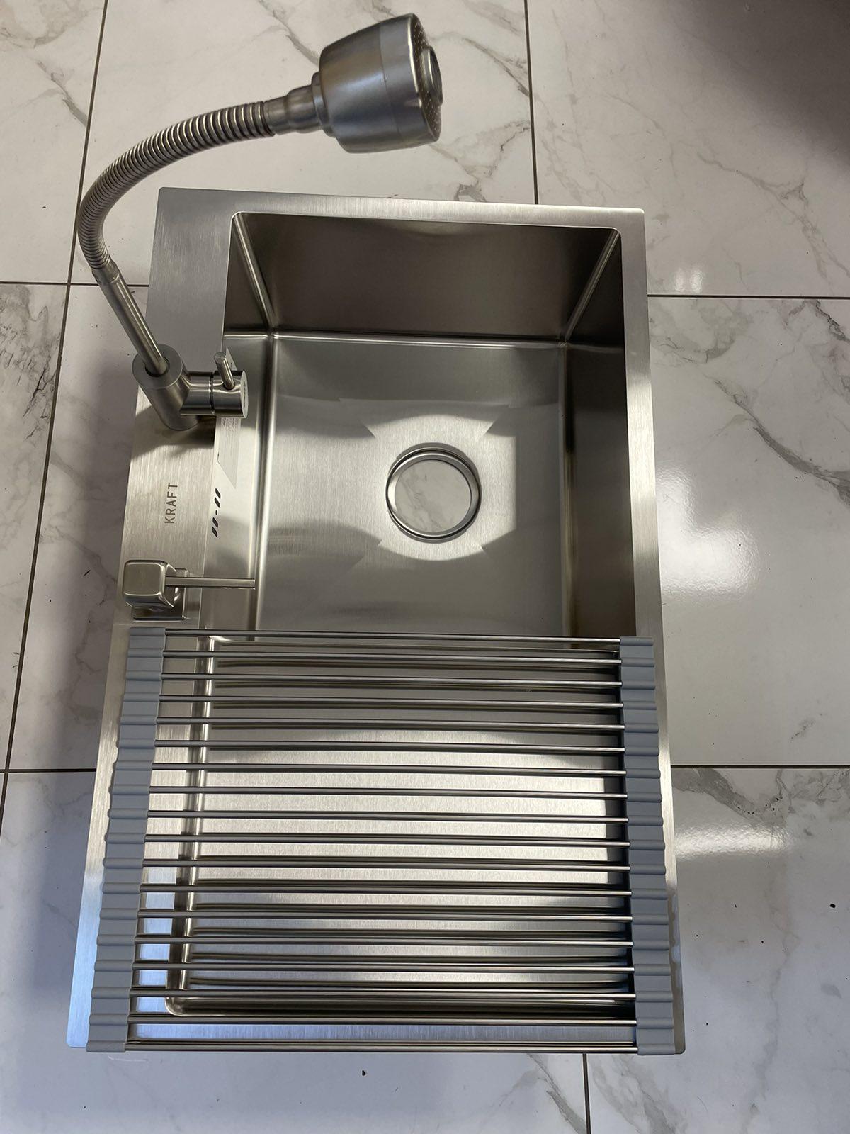 Мойка кухонная Kraft 7849 ВR правая чаша из нержавеющей стали со смесителем с гибким краном - фото 3