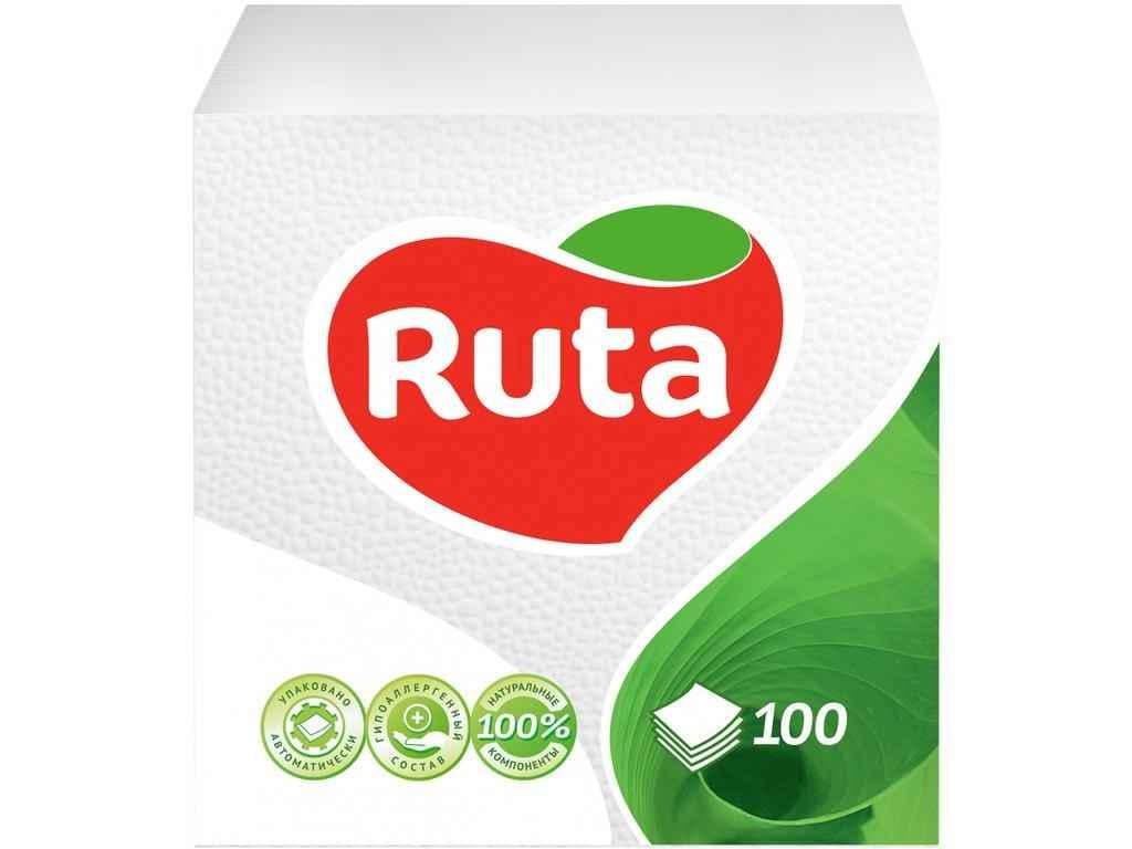 Салфетки бумажные Ruta 1 слой 100 шт. 33х33 см Белый