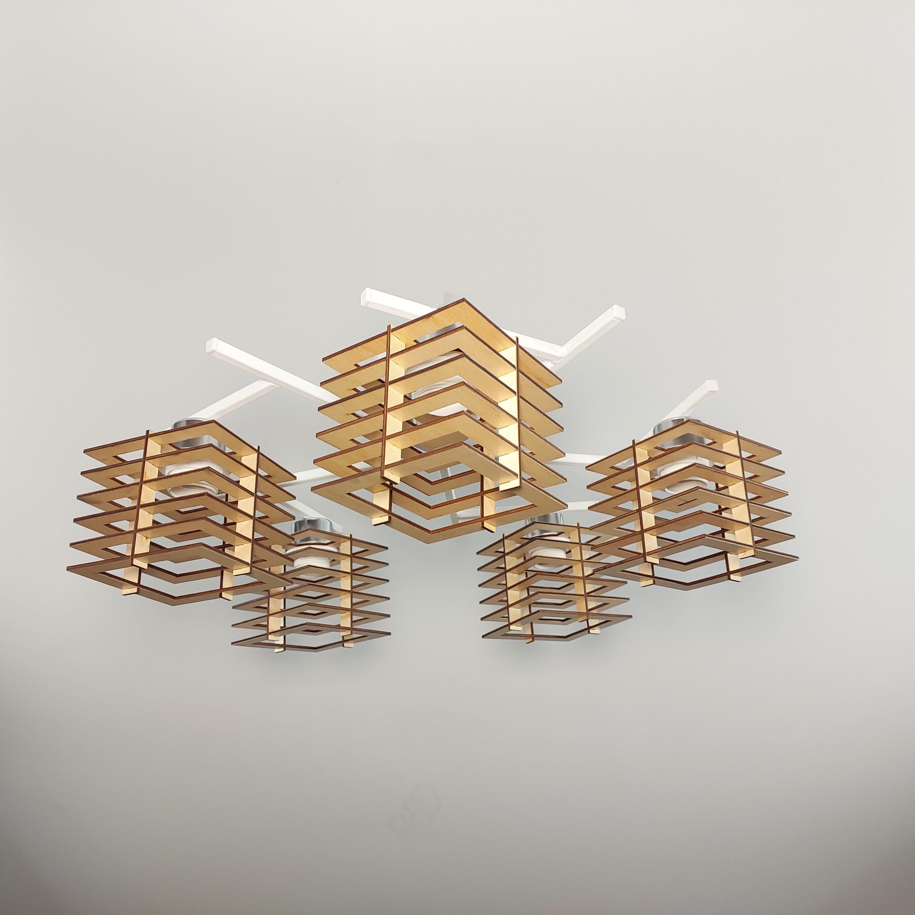 Люстра стельова Лофт 3213/5 на 5 плафонів металева Білий