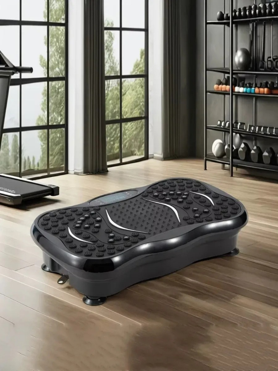 Тренажер с виброплатформой и эспандерами для похудения 99 режимов до 150 кг черный (4635742964) - фото 13