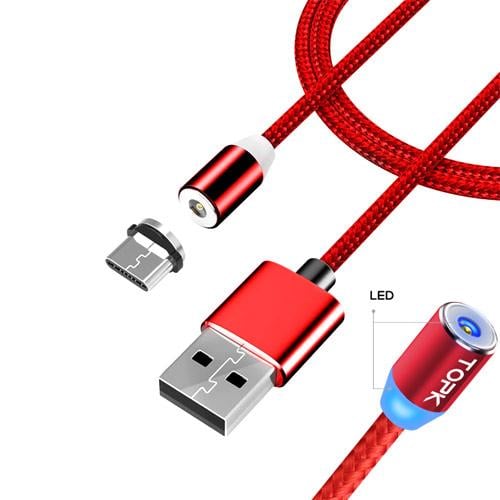 Магнітний кабель TOPK USB Type-C для Xiaomi/HuAwei/Lg нейлон 2,4А 2 м (851) - фото 2