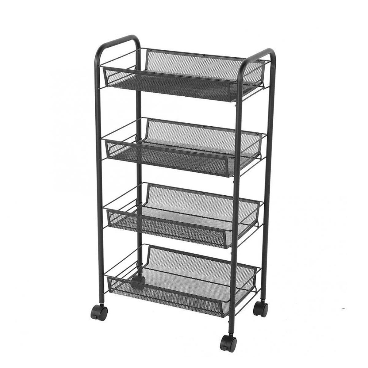 Этажерка на колесах Modern Home 4 яруса 44х25х83 см Черный (M50288-4BL)