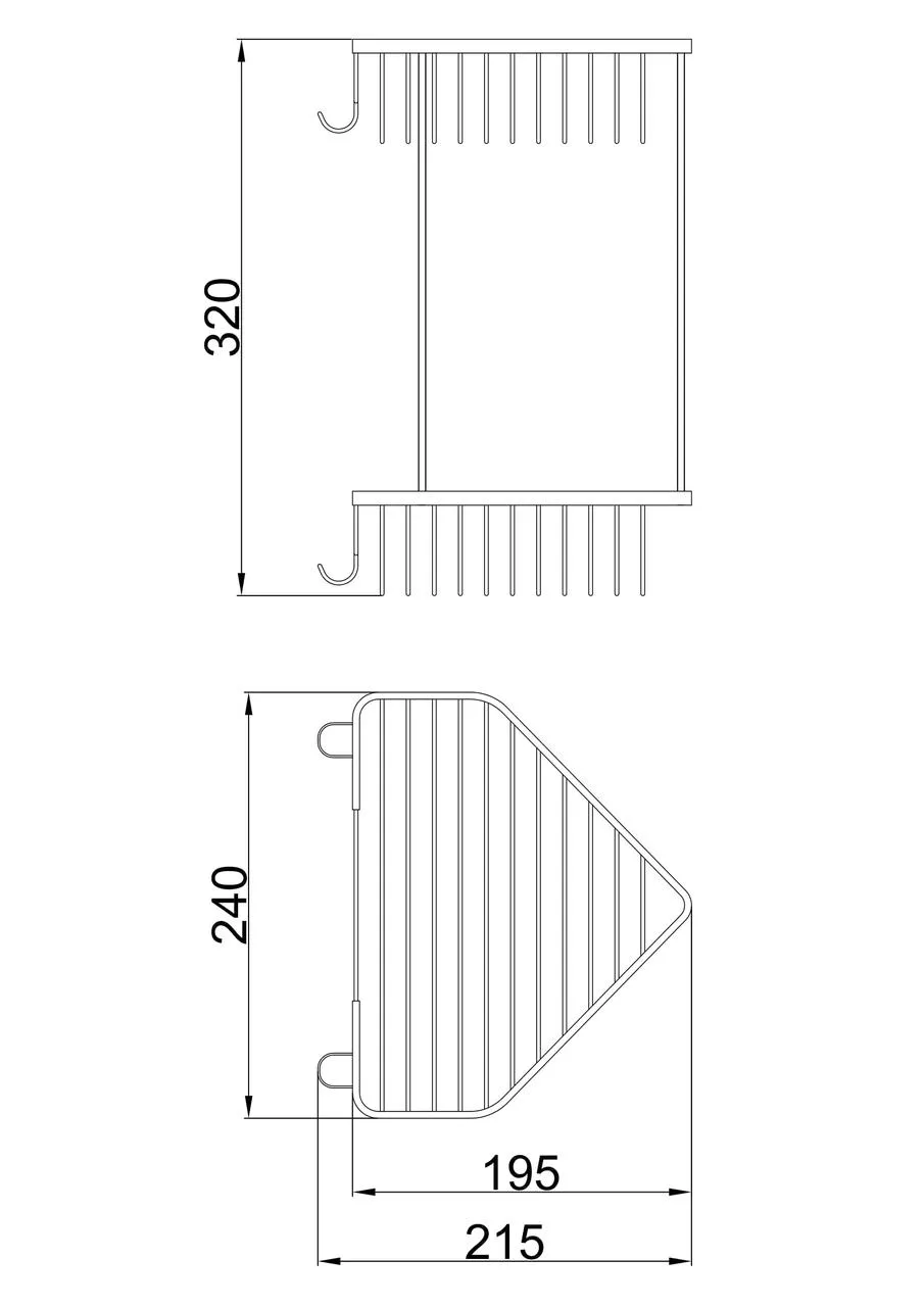 Полка угловая Frap F335-1 2-х ярусная 240х320 мм Хром (SQ-1037776) - фото 3