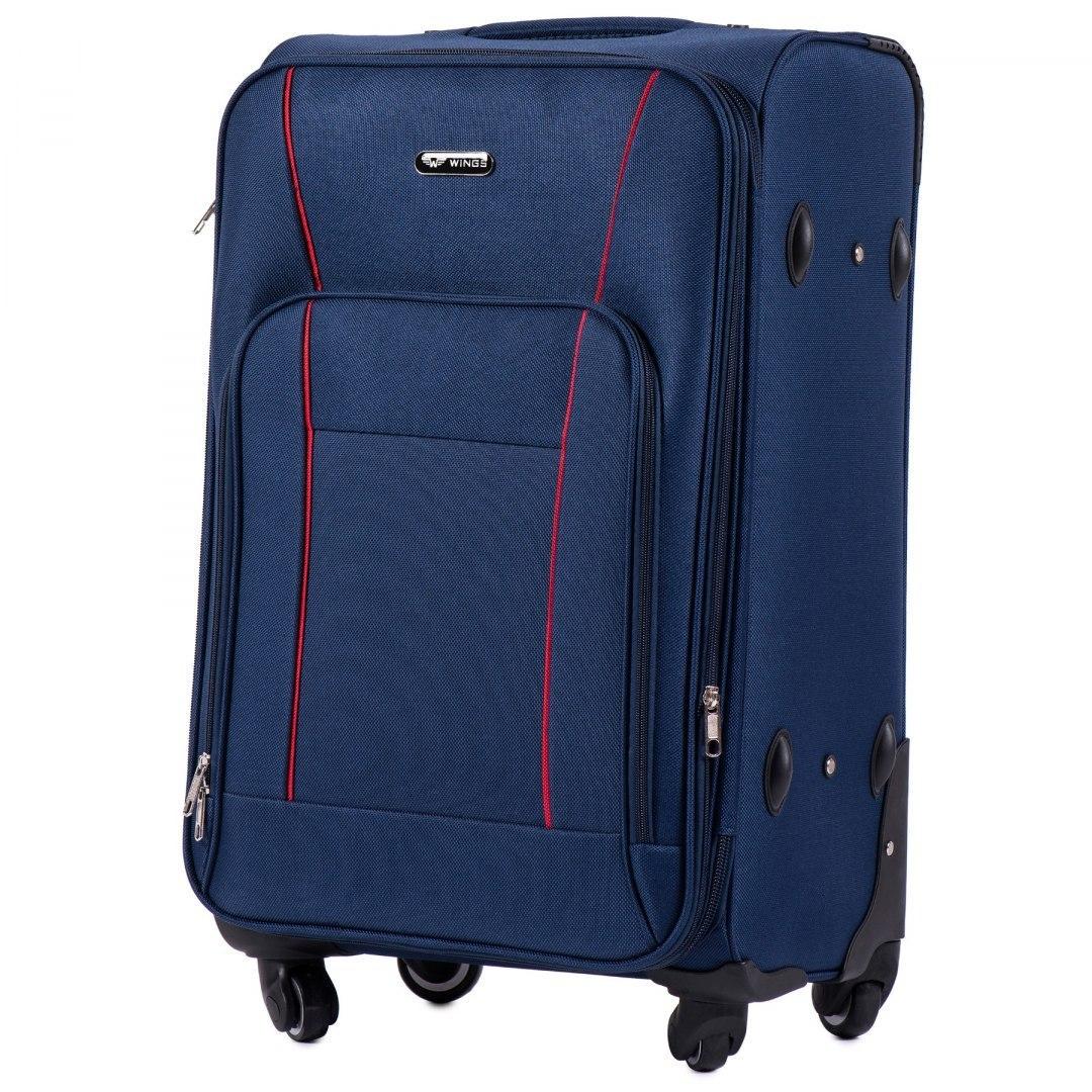 Чемодан Wings 1609 средний 66х43х28 см 72 л тканевый на 4 колесах Синий