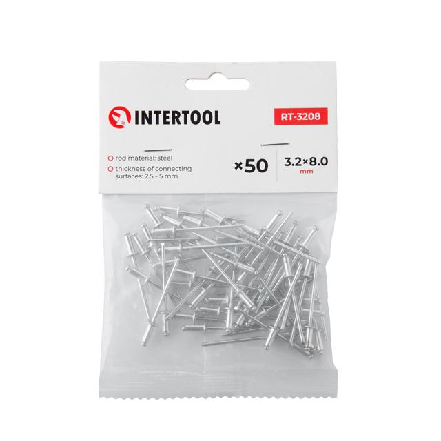 Заклепка алюмінієва Intertool 3.2х8 мм 50 шт. (RT-3208) Заклепка алюмінієва Intertool 3.2х8 мм 50 шт. (RT-3208)