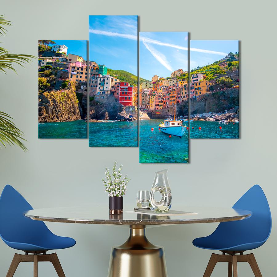 Картина город Лигурия на берегу моря в Италии 129x90 см (A753-4)