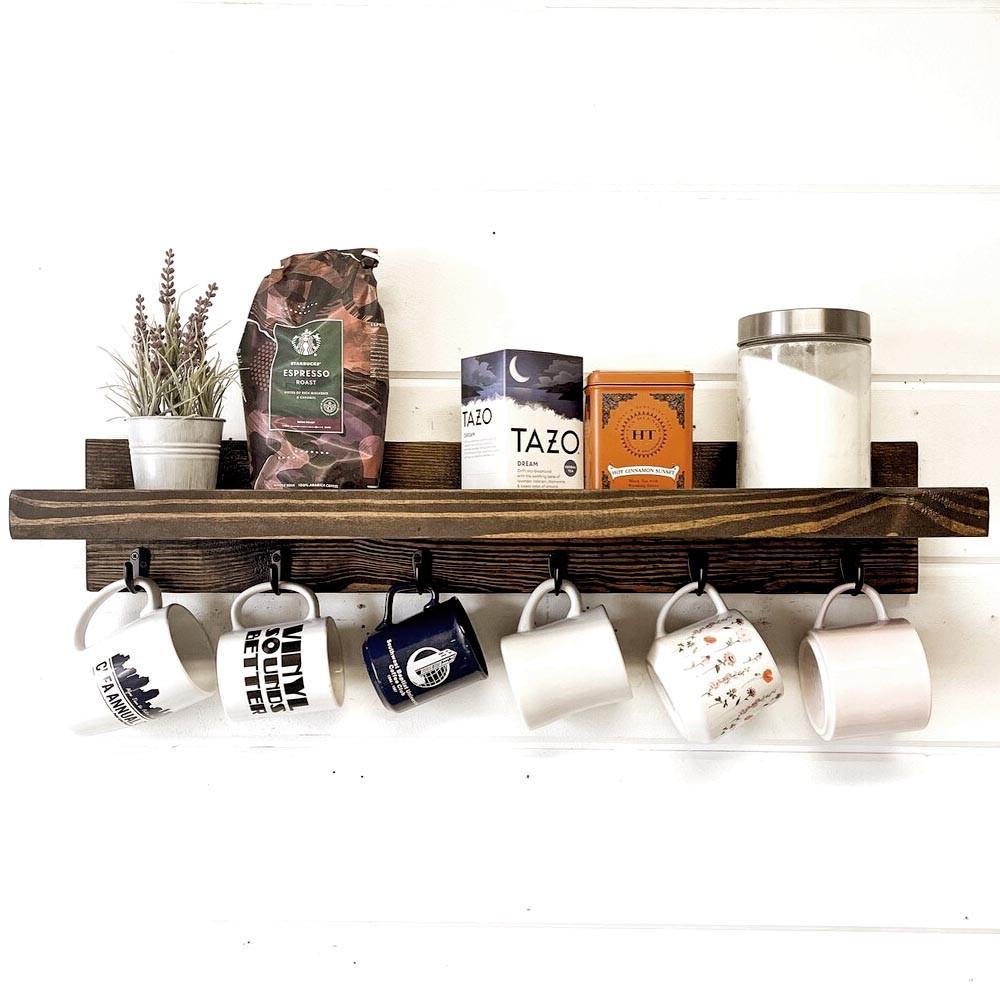 Полка для кружек из дерева Арас Капучино (СДК-009409)