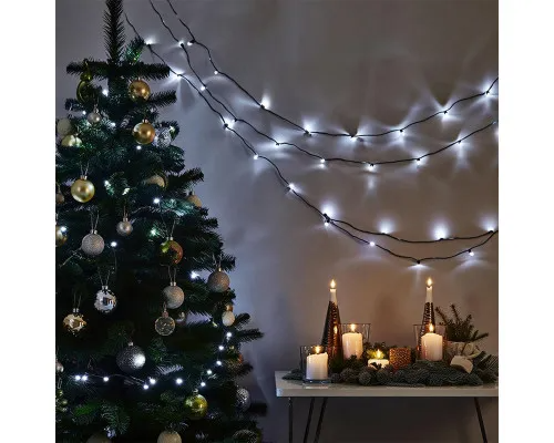 Гирлянда нить 180 LED 18 м черный провод Белый - фото 1