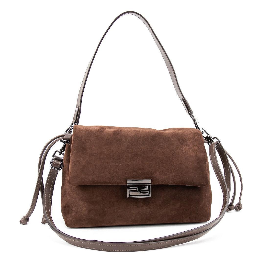 Жіноча сумка замшева Tavinchi CH-8585DB-Y із затяжками Шоколадний (2816295448) - фото 3