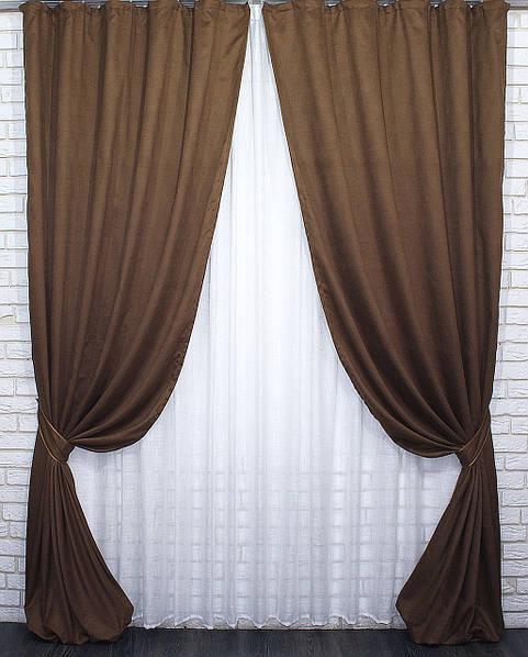 Комплект штор Petek микровелюр 1,5х2,7 м 2 шт. Коричневый - фото 3