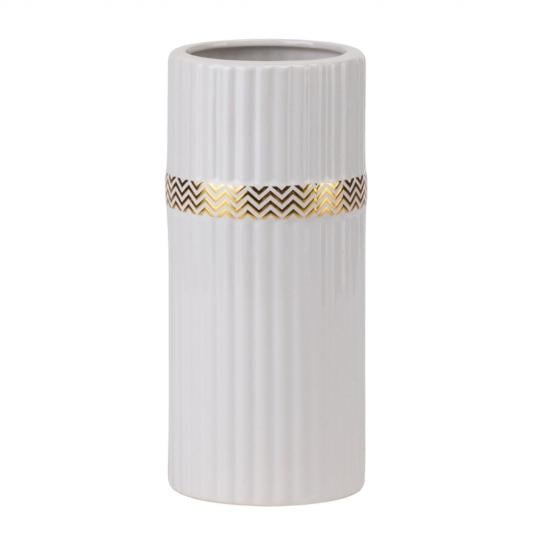 Ваза керамическая с золотой отделкой 22 см Белый (80001) - фото 1