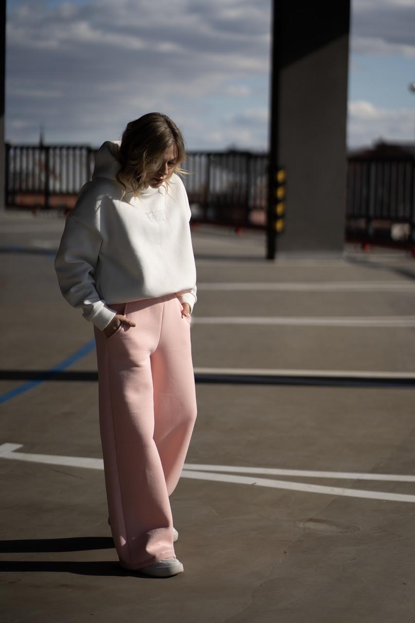 Костюм женский на флисе Бело-розовый