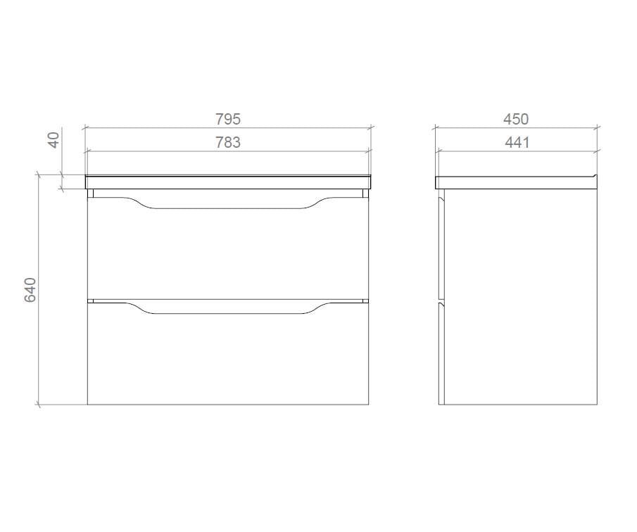 Тумба подвесная Mirater Амелия 80 с умывальником Глория 80 см Белый (5793) - фото 3