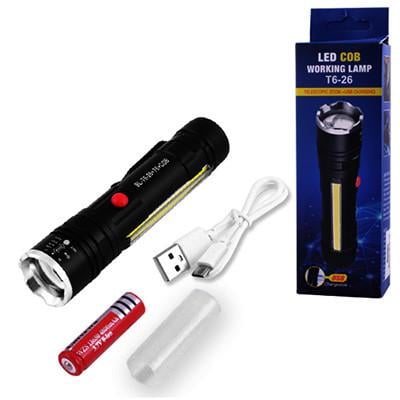 Ліхтар ручний BL-T6-26-T6+COB USB Li-Ion 18650 магніт/зарядка/кліпса/бічне світло (1256617111)