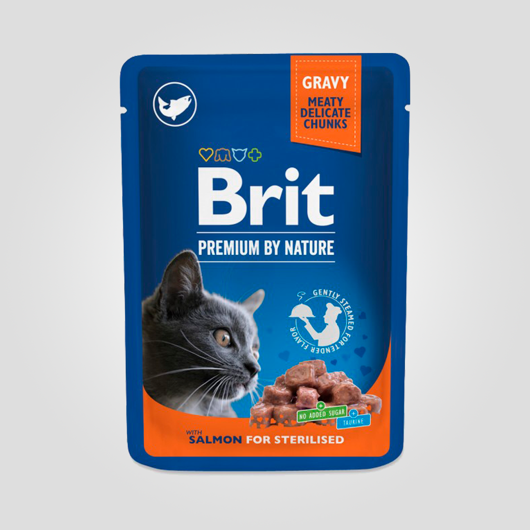 Корм влажный Brit Premium Cat pouch для стерилизованных кошек лосось 100 г (20504651)