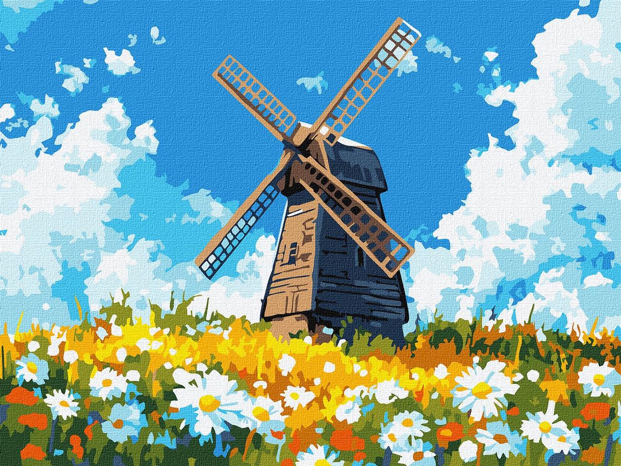 Картина за номерами Ideyka Млин посеред поля 30х40 см (2824290389)