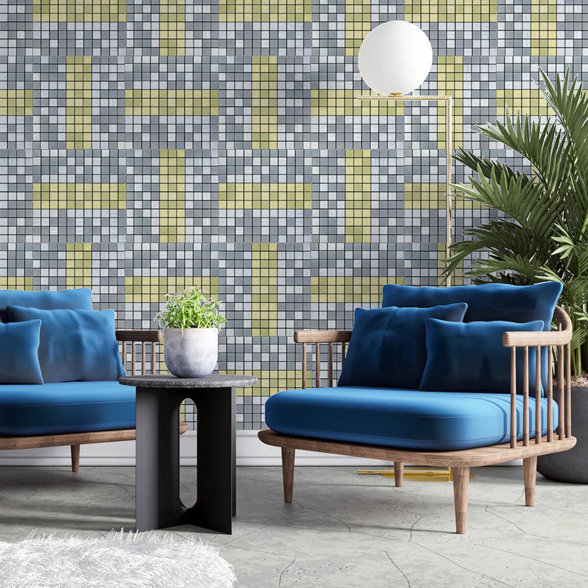 Плитка алюмінієва самоклеюча 300х300х3 мм Срібний із золотом мозаїка (SW-00001826) - фото 6 Плитка алюмінієва самоклеюча 300х300х3 мм Срібний із золотом мозаїка (SW-00001826) - фото 6