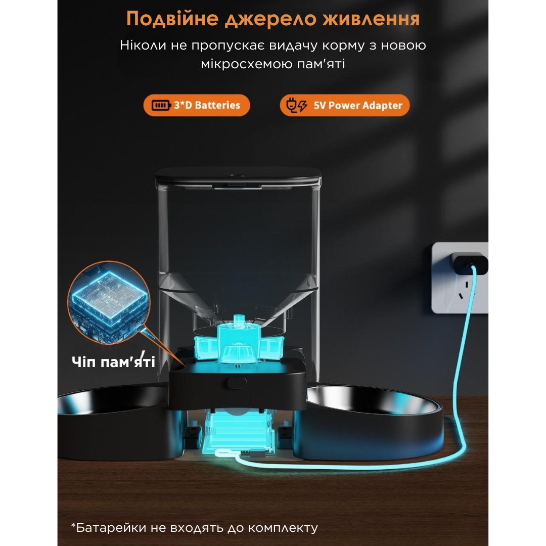 Кормушка для кошек и собак автоматическая HONEYGUARIDAN S303D 3.5L WIFI на 2 миски Черный - фото 5 Кормушка для кошек и собак автоматическая HONEYGUARIDAN S303D 3.5L WIFI на 2 миски Черный - фото 5