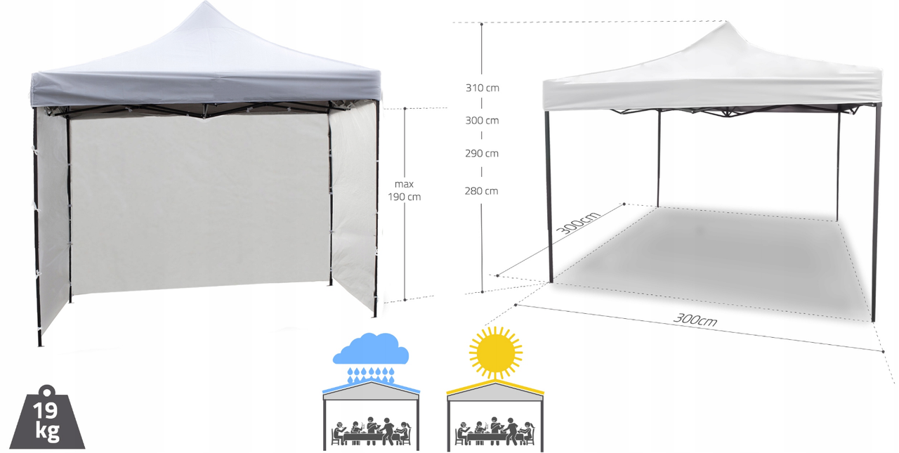 Павильон садовый Maltec 3 стены 3х3 м Светло-серый (2166911958) - фото 2 Павильон садовый Maltec 3 стены 3х3 м Светло-серый (2166911958) - фото 2