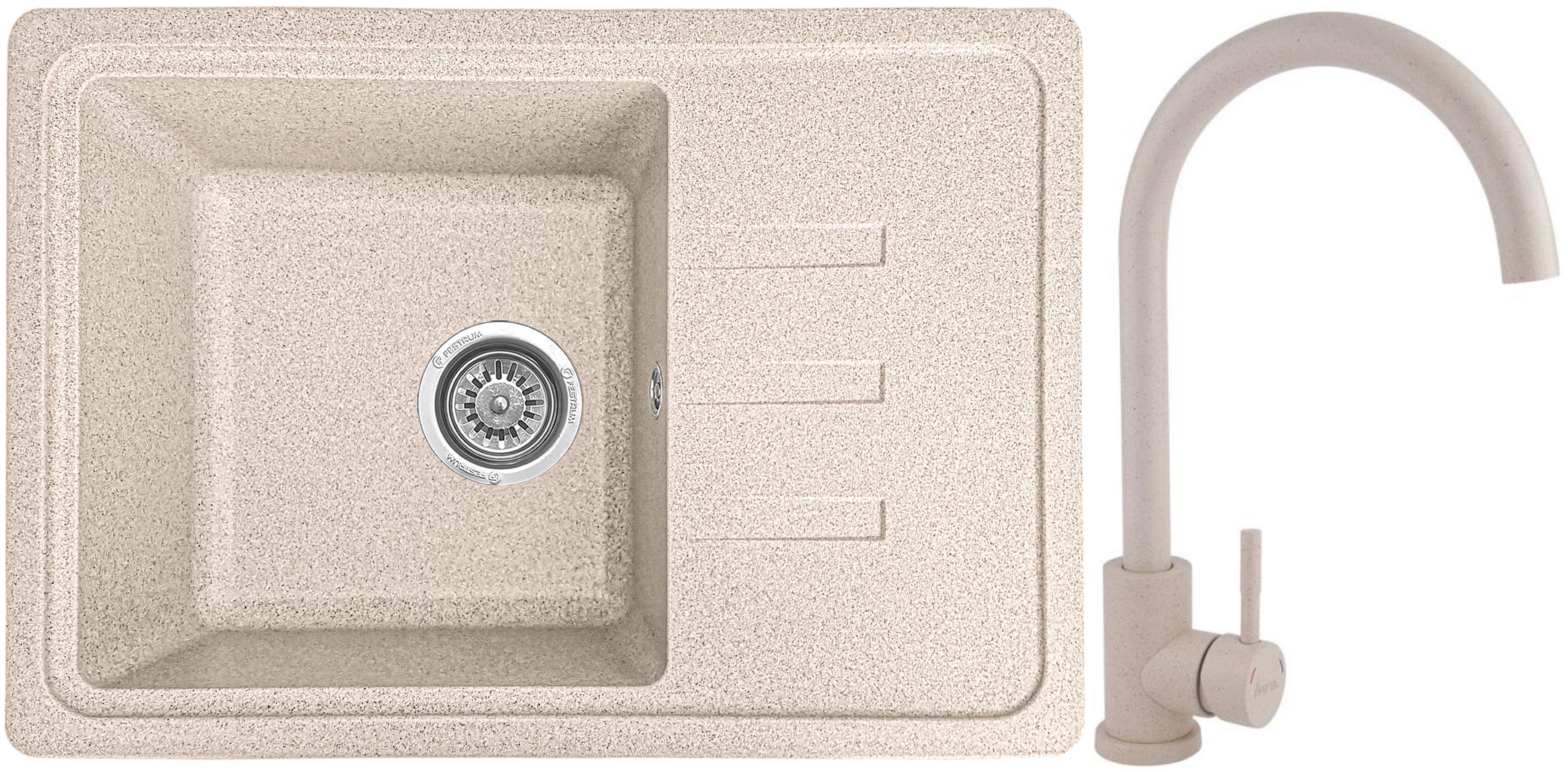 Мойка кухонная Valetti 35 со смесителем 620x435 мм Бежевый