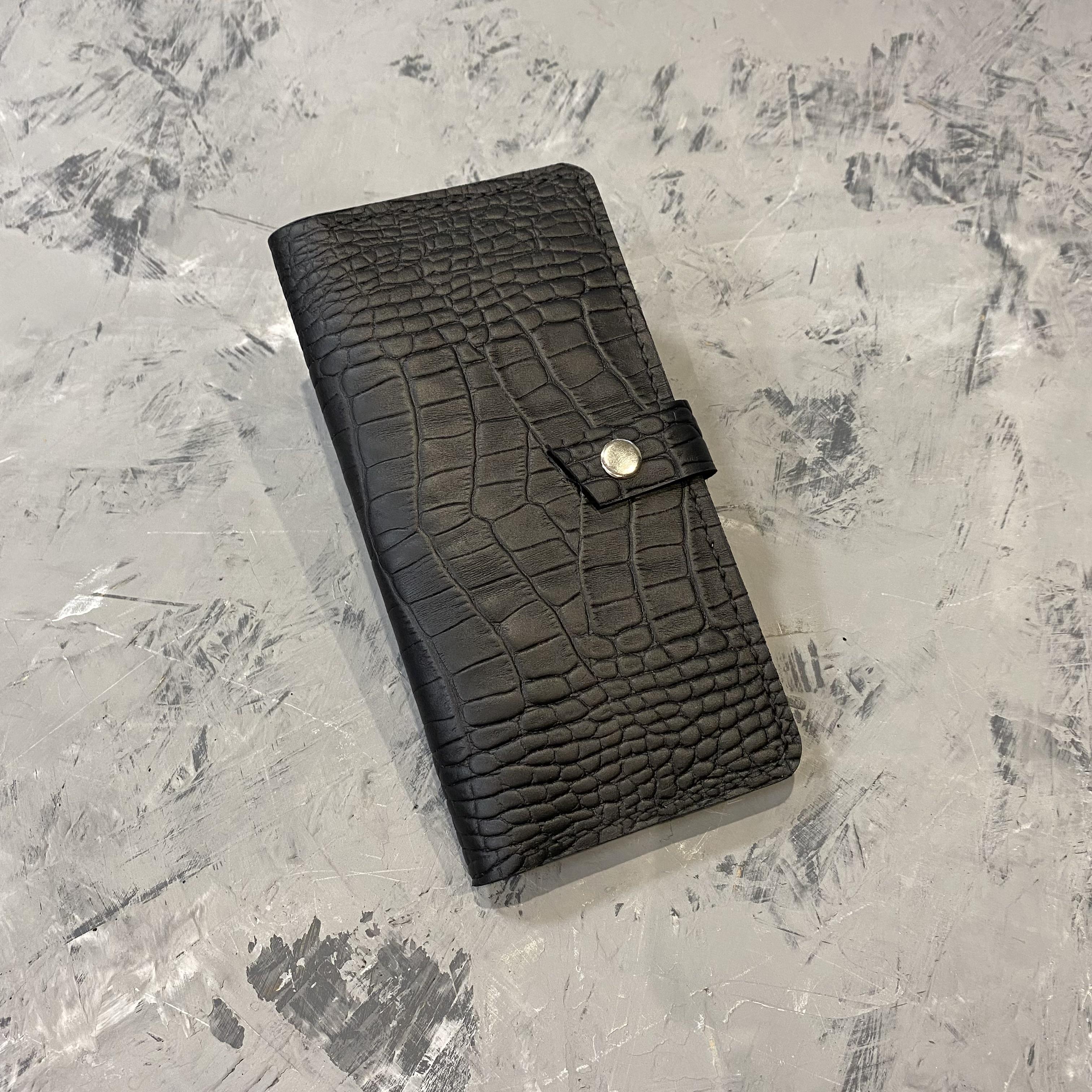 Кошелек женский кожаный Stedley leather Карен Черный кайман (30641044)