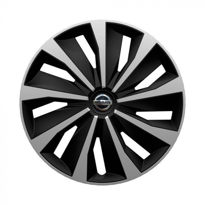 Колпаки для колес 4 Racing Grip R14 с логотипом Nissan 4 шт. Silver/Black