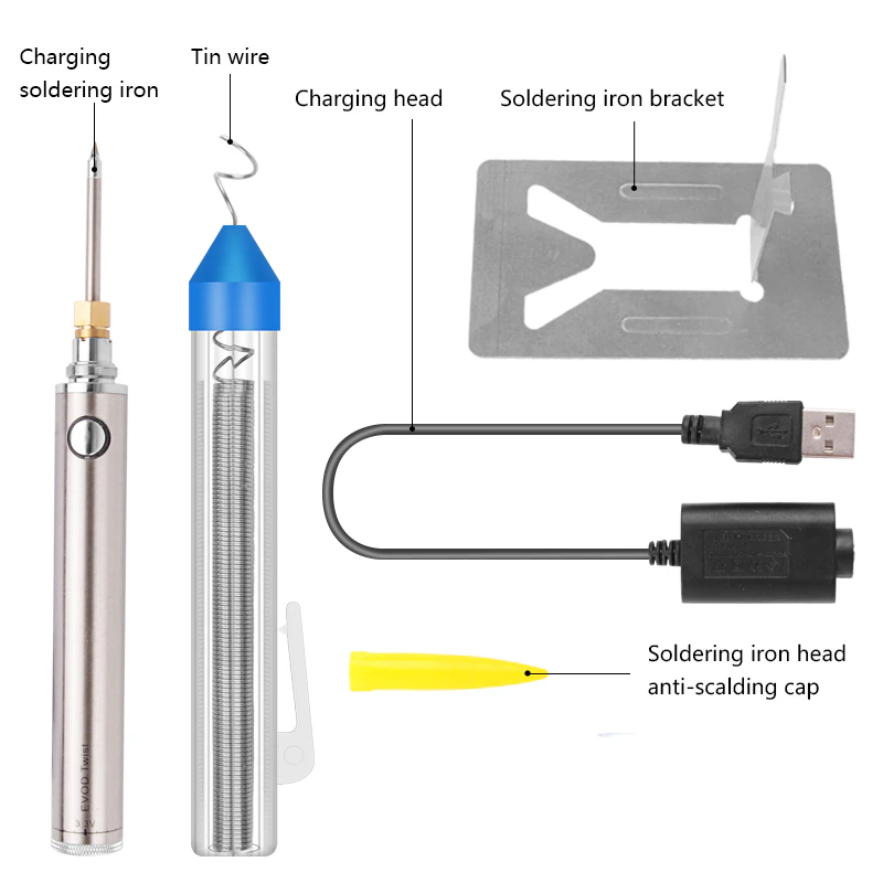 Паяльник беспроводной USB Handskit 5V 8 Вт с комплектующими Grey (67664) - фото 7