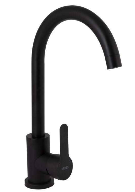 Смеситель для кухни Brinex Pure 015F U-образный Black Matt (BRIPUR015FBLM)