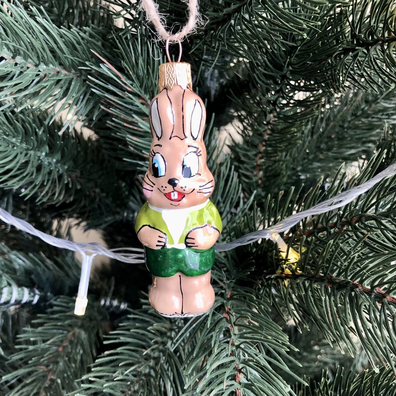 Игрушка стеклянная елочная Заяц ну погоди