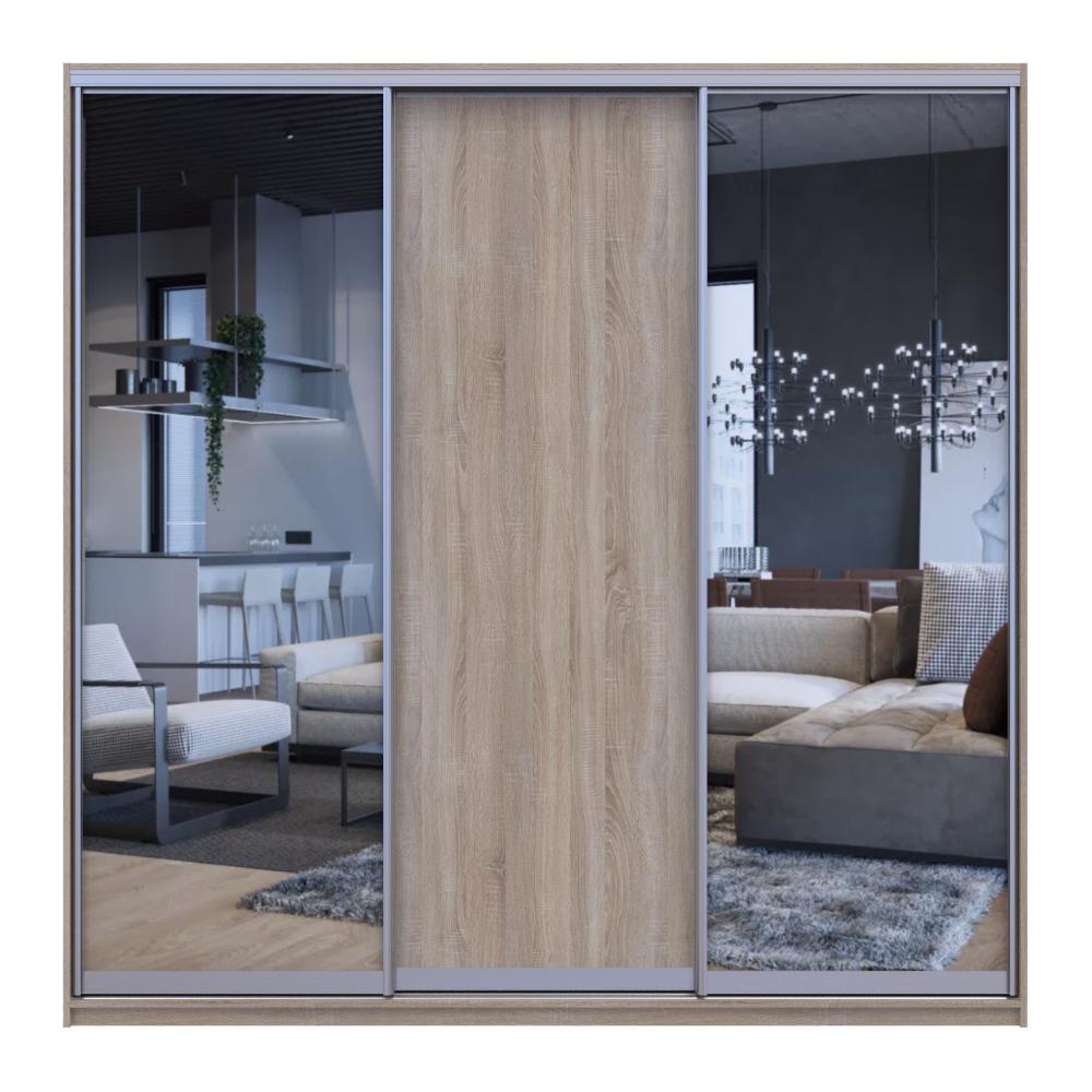 Шкаф-купе трехдверный Doros Сити Лайт 2 2еркала 225х60х225 см Дуб сонома - фото 3 Шкаф-купе трехдверный Doros Сити Лайт 2 2еркала 225х60х225 см Дуб сонома - фото 3