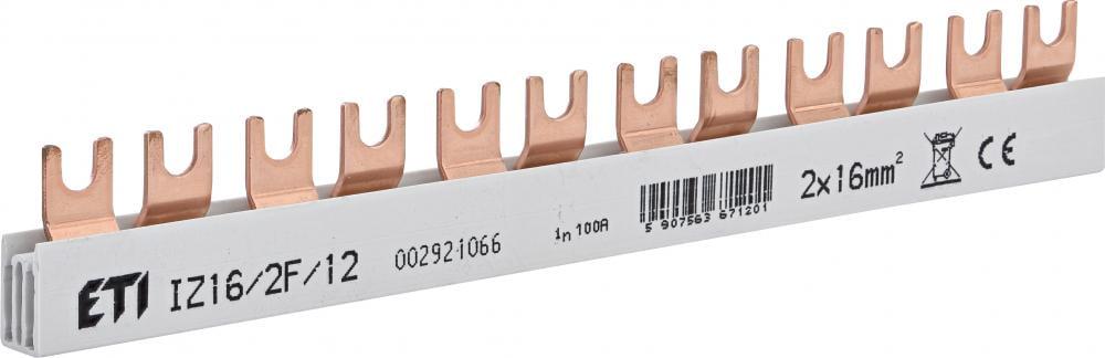Шина соединительная ETI IZ16/2F/12 2Р 100А тип FORK вилка 12 модулей 16 мм2 21 см (2921066)