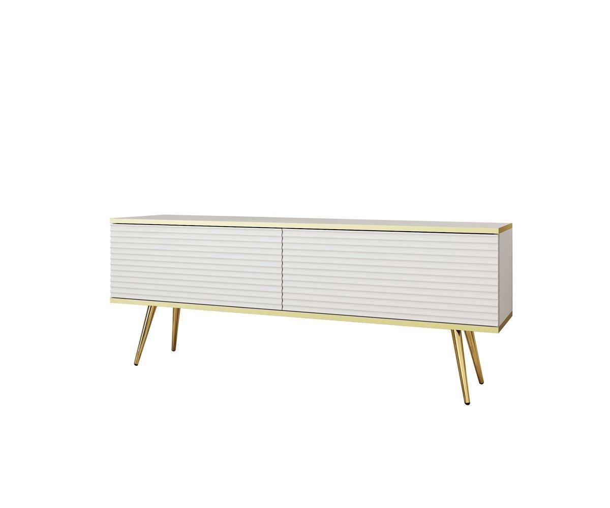 Тумба под телевизор Perfect Home Oro 2-дверная с золотыми ножками RTV135 MDF Белый (PFH-091329) Тумба под телевизор Perfect Home Oro 2-дверная с золотыми ножками RTV135 MDF Белый (PFH-091329)
