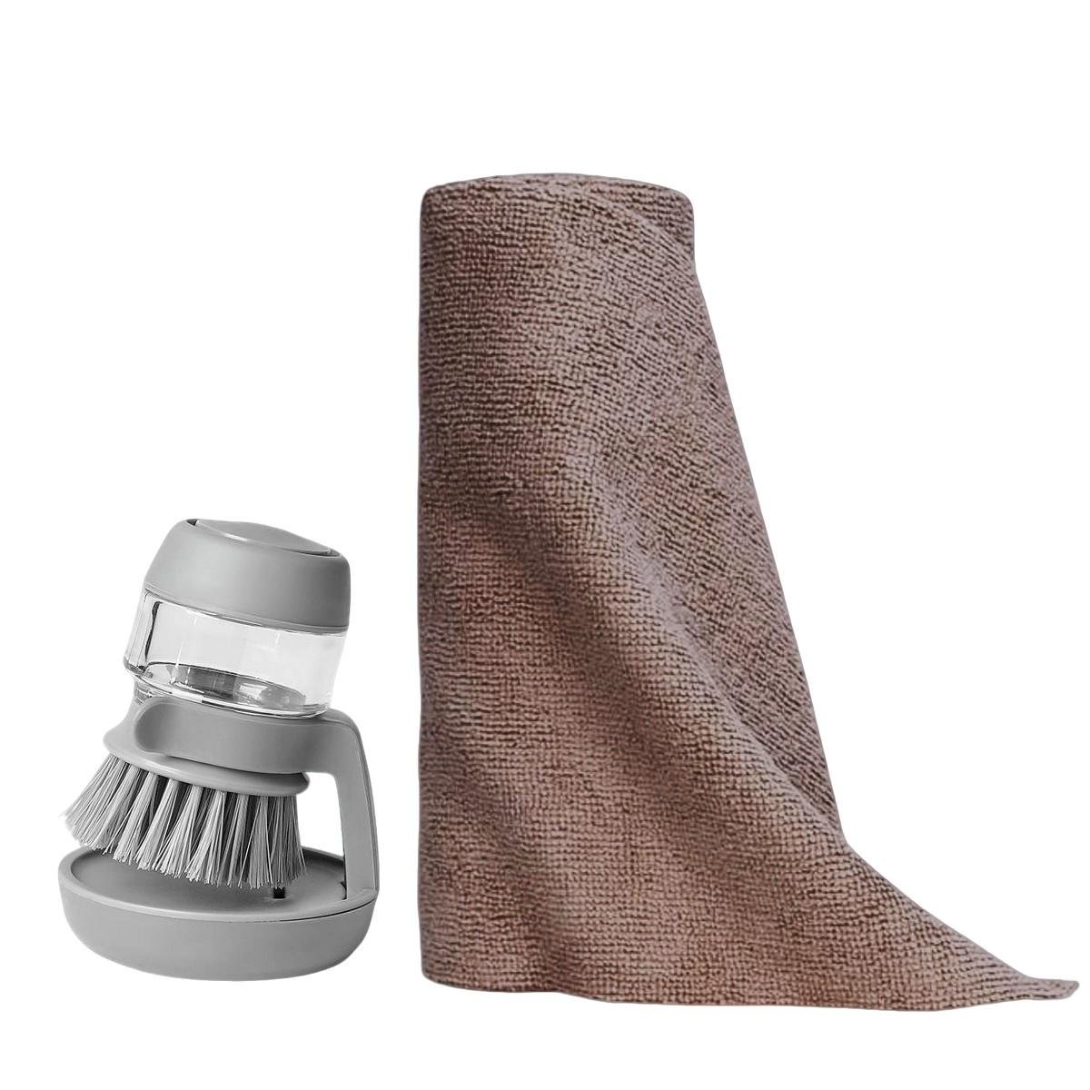 Набор для уборки KITUA салфетки из микрофибры со щеткой для мытья посуды и дозатором Набор для уборки KITUA салфетки из микрофибры со щеткой для мытья посуды и дозатором