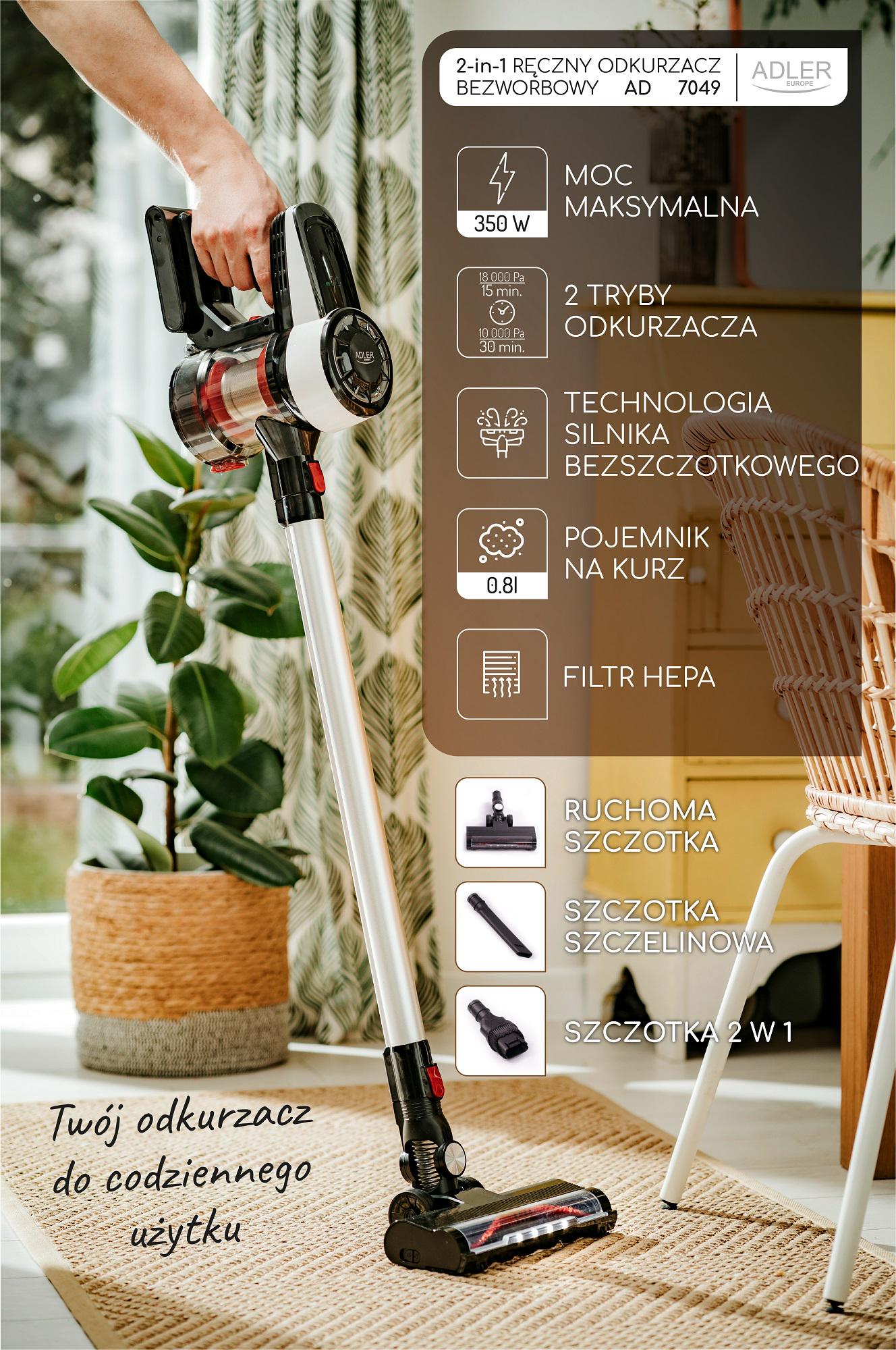 Пылесос Adler AD 7048 аккумуляторный - фото 12 Пылесос Adler AD 7048 аккумуляторный - фото 12