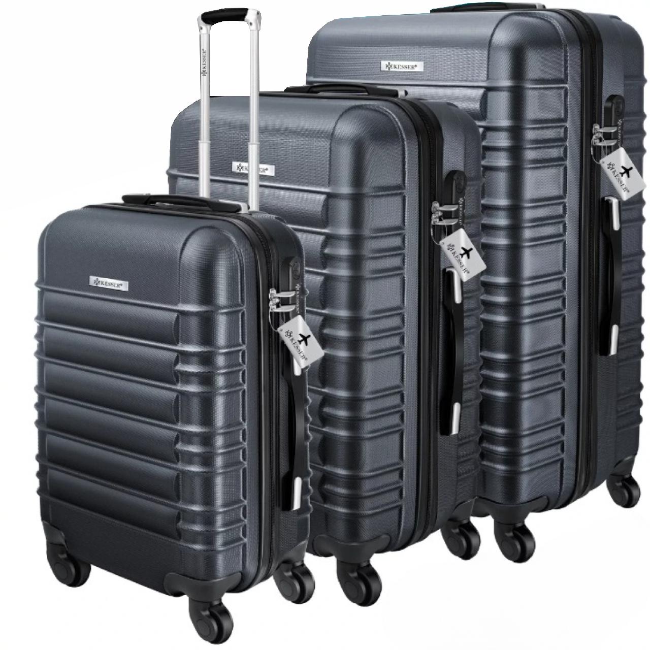 Набор дорожних чемоданов на колесах KESSER 3 шт. M/L/XL Темно-серый
