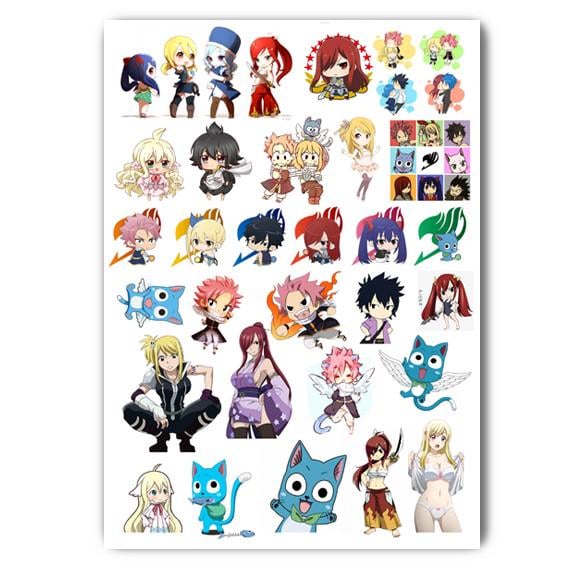 Стикеры наклейки аниме Хвост Феи Фейри Тейл А3 лист (stik_069)
