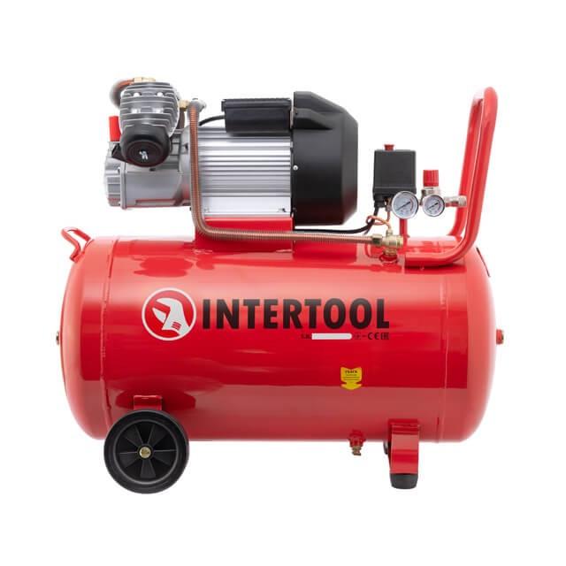 Компресор Intertool 100 л 3 кВт 220 В 10 aтм 420 л/хв 2 циліндри (PT-0008)