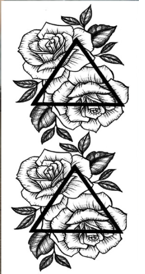 Тату тимчасове водостійке 3D велике Квіти в трикутнику BK-021 18х8,5 см (4419417)